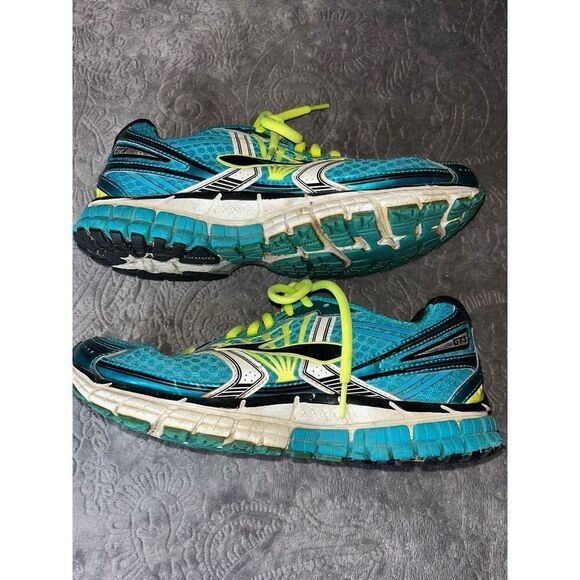 BROOKS Adrenaline GTS 14 Low Top Aqua/Neon Green Running Shoes Women’s 7.5 - Picture 7 of 10